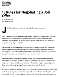 In fact, i once had an interview for a great job that after having talked to the ceo he assured me that i should not be wearing a suit. Pdf Negotiations 15 Rules For Negotiating A Job Offer Dhiraj Das Academia Edu
