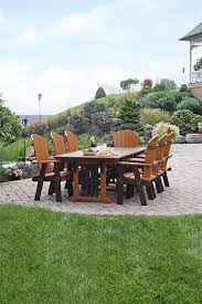 Amish Leisure Lawns Outdoor Poly 8 Foot Mission Dining Trestle Table Polywood Outdoor Furniture Patio Outdoor