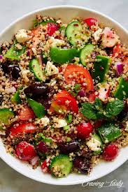 Zesty Quinoa Salad Made With Tri Color Quinoa Chunks Of Tomatoes Green Bell Pepper Radishes Cuc Zesty Quinoa Salad Quinoa Recipes Easy Green Pepper Recipes