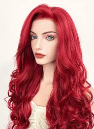 Disney The Little Mermaid Ariel Long Wavy Red Lace Front Synthetic Hair Wig  LF085