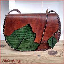 Brown Leather Bag For Women Green Leaf Design Large Natural Etsy Natural Leather Bag Leather Bags Handmade Leather Handbags