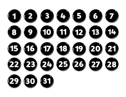 Black And White Perpetual Calendar Numbers 1 31 1 Etsy In 2020 Calendar Numbers Printable Calendar Numbers Magnetic Calendar