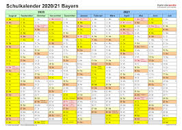 Die termine der gesetzlichen feiertage in deutschland für 2021, übersichtlich nach termin hier gibt es die termine der feiertage je bundesland in deutschland Schulkalender 2020 2021 Bayern Fur Excel