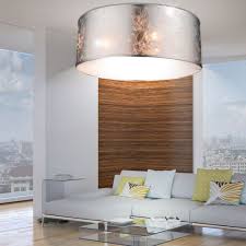 Luxus Decken Leuchte Stoff Schirm Lampe Silber Glanzend Wohnzimmer Beleuchtung Mobel Wohnen Beleuchtung Deck Lampe Silber Wohnzimmer Wohnraum Beleuchtung