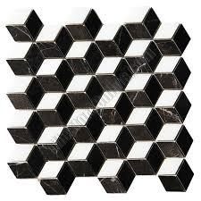 Black And White Marble Mosaic Tile Illusion Marble Mosaic Tile 3d Step Cube Pattern Mosaic With Black White And Brown Marble Polished Marble Mosaic Tiles Marble Mosaic Cube Pattern