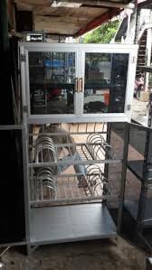 Rak piring mangkok dalam lemari/ rak piring lipat/ organiser piring. Rak Piring Aluminium Kaca Lemari Furniture Interior Rumah Tangga Bukalapak Com Inkuiri Com