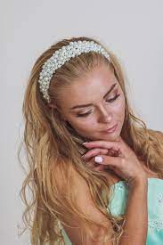 Pearl Headband For Wedding Wide Jeweled Headband White Tiara Etsy Jeweled Headband Pearl Bridal Headband Headband Hairstyles