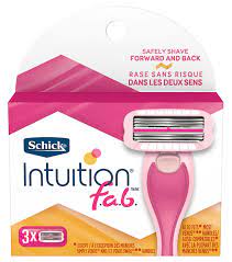 The razor is made up of five blades—three of which shave up while the last two shave down. Schick Intuition F A B Women S Razor Blade Refills 3 Ct Walmart Com Walmart Com