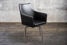 Stuhl Cali Sessel Leder Esszimmerstuhl Schwarz Füße Edelstahl