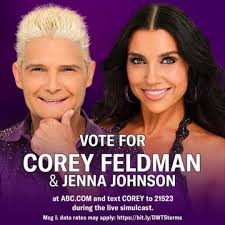 Lights, camera, DANCE! ✨ Corey Feldman & Jenna Johnson are bringing the  heat to the #DWTS stage tonight, and they need YOUR votes to stay in the  game! Who's with us?! 🙌 #