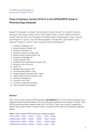 PDF) Class A Orphans (version 2019.4) in the IUPHARBPS Guide to  Pharmacology Database