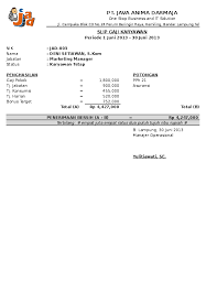 This document was uploaded by user and they confirmed that they have the permission to share it. Xls Contoh Slip Gaji Karyawan Format Ms Excel Reidha Hershel Academia Edu