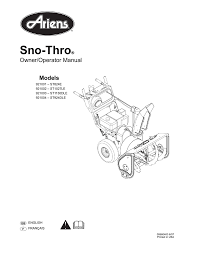 ariens 921002 st1027le specifications manualzz com