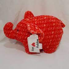 Red Elephant With X S And O S On It Item Plush Stuffed A Nimal Material Polyester Fibers Color Re Plush Stuffed Animals Monkey Stuffed Animal Pig Plush