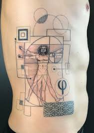 My First Tattoo The Vitruvian Man And Golden Spiral Done By Anton Heudecker At Golden Coil Tattoo In Raleigh Nc Tattoos