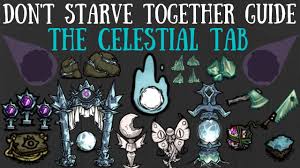 1.1 rabbit holes 1.2 tallbird nests 1.3 pig villages 1.4 walrus camp 1.5 the swamp 1.6 sinkhole 2 utilities 3 roads and flooring 4 farms. Don T Starve Together Guide The Celestial Crafting Tab Youtube