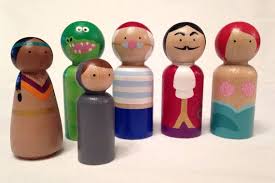 Peter Pan Peg Doll 6pc Set By Pegheads On Etsy 36 00 Avec Images Jouet Figurines En Bois Figurine