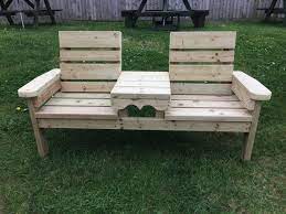 Wooden Companion Love Bench Wooden Garden Furniture Garden Furniture Handmade Wooden