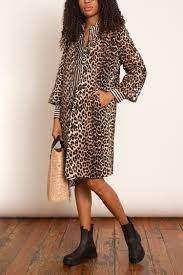 Linen Canvas Jacket In Leopard Canvas Jacket Hampden Clothing Long Sleeve Dress