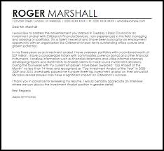 Investment Analyst Cover Letter Sample Cover Letter Templates Examples
