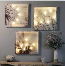String lights decorating ideas have become an increasingly popular trend. Dandelion 3 Piece Multi Panel Floral Led Wall Art Home Wall Art Decor Diy Canvas Wall Art Led Wall Art Diy Wall Art Decor