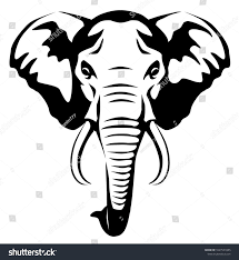 Black And White Vector Vector Black And White Graphic Illustration Of A Stylized Elephant Head Sponsored Sponsored White Grap Elephant Face Elephant Images Graphic Illustration