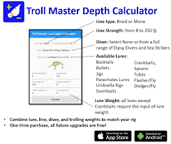 New Vendor Troll Master Depth Calculator App Walleye