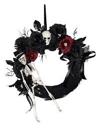 Elegant gothic black wedding dress. Halloween Door Wreath With Skeleton Flowers Buy Horror Shop Com