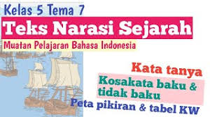 Kosakata baku tema 7 kelas 5. Bahasa Indonesia Kelas 5 Tema 7 Teks Narasi Sejarah Youtube