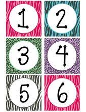 Zebra Print Calendar Numbers