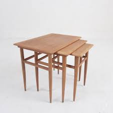 Oak finish coffee, console, sofa & end tables : A Set Of 3 Danish Mid Century Side Tables In Oak 81995