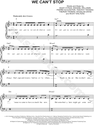 Miley Cyrus We Can T Stop Sheet Music Easy Piano In F Major Transposable Download Print Sku Mn0126603