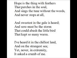 We did not find results for: Hope Is The Thing With Feathers Emily Dickinson Poem Great Metaphor About Hope Dailymotion Video