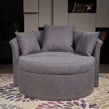 Lokatse Indoor Accent Upholstery Circular Round Shape Loveseat With Cushions And Pillows On Sale Overstock 24305616