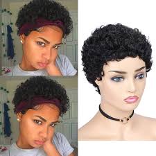 HANNE Short Curly Pixie Cut Human Hair Wigs for Black Women 100% Remy  Brazilian Soft Hair Curly Cut Pixie Human Wigs for Black Women Glueless  Human Hair (Natural Black): Buy Online at