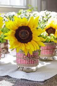 Check spelling or type a new query. Mason Jar Centerpieces Sunflower Filled Jars Decorated With Burlap