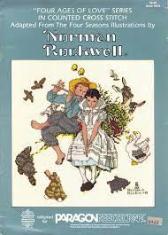 The pattern measures 240 stitches wide by 205 stitches tall. Norman Rockwell Four Ages Of Love Series In Counted Cross Stitch Book 5076 Gloria Pat Amazon Com Books