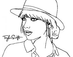 Taylor Swift With Her Hat Coloring Page To Print Online Letscolorit Com Super Coloring Pages People Coloring Pages Coloring Pages