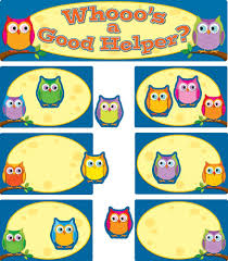 Colorful Owls Job Assignment Mini Bulletin Board Set