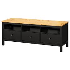 Hemnes Tv Bench Black Brown Light Brown Ikea En 2020 Hemnes Banc Tv Television