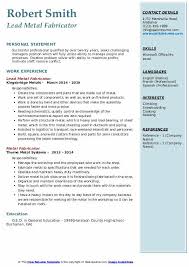 Cv example with references myperfectcv. Metal Fabricator Resume Samples Qwikresume