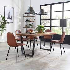 Choose from our huge range of fabric.oak and leather dining chairs that will compliment any dining area. Addison 150cm Industrial Oak Dining Table With 6 Brooklyn Tan Leather Chairs Furniture And Choice