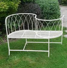 Bronte wooden garden love seat. Antique Ivory Metal Love Seat Bench The Garden Factory