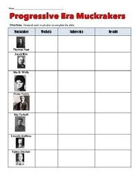 Progressive Era Muckrakers Chart And Worksheet