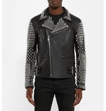 Details About Mens Punk Style Studded Real Leather Jacket Plein Rock Design Leather Jacket