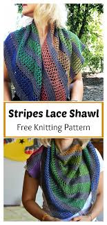 13 free shawl knitting patterns you'll love to stitch. Stripes Lace Shawl Free Knitting Pattern