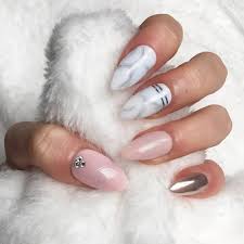 Maybe you would like to learn more about one of these? Light Pink Marble Chrome Crystal Press On By Crystalnailboutique Almond Acrylic Nails Fake Nails Marble Nail Designs