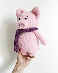 Free shipping for many products! Pink Crochet Pig Plush Toy Amigurumi Knitted Handmade Pig Piglet Baby Toy Crochet Toy Plush Pig Knitted Toy Handmade Piglet P Crochet Pig Crochet Toys Sock Toy