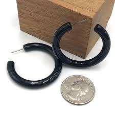 Black and Lime Green Stripe Large Tube Hoop Earrings