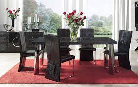 Find the perfect home furnishings at hayneedle, where you can buy online while you explore our room designs and curated looks for tips, ideas & inspiration to help you along the way. Black Eco Leather Modern Formal Dining Room Table W Chrome Legs